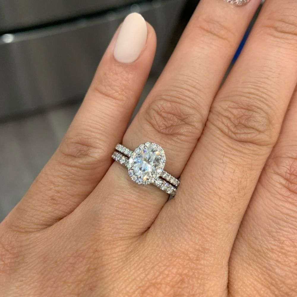 ♦️Rare oval halo moissanite diamond bridal ring♦️ - Picture 13 of 16